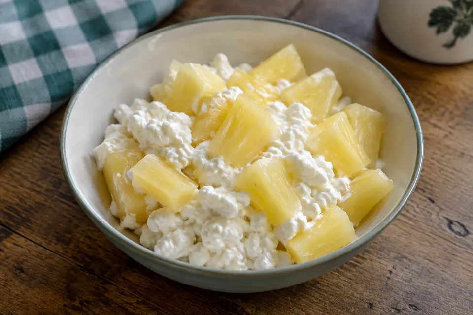Cottage cheese & pineapple, served and ready to eat